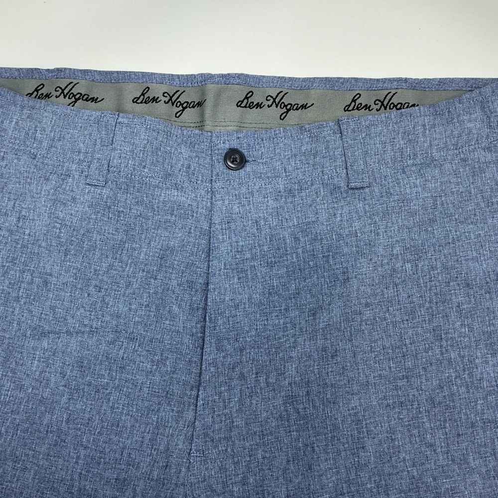 Ben Hogan Mens Golf Shorts Blue Heathered‎ Flat Front Stretch Size 36 - Picture 3 of 5